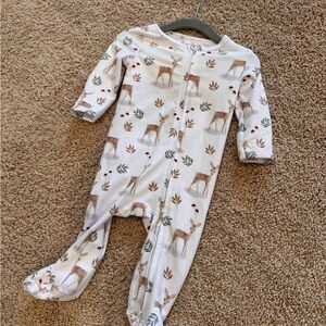 Caden Lane White and Brown Deer Print Footie